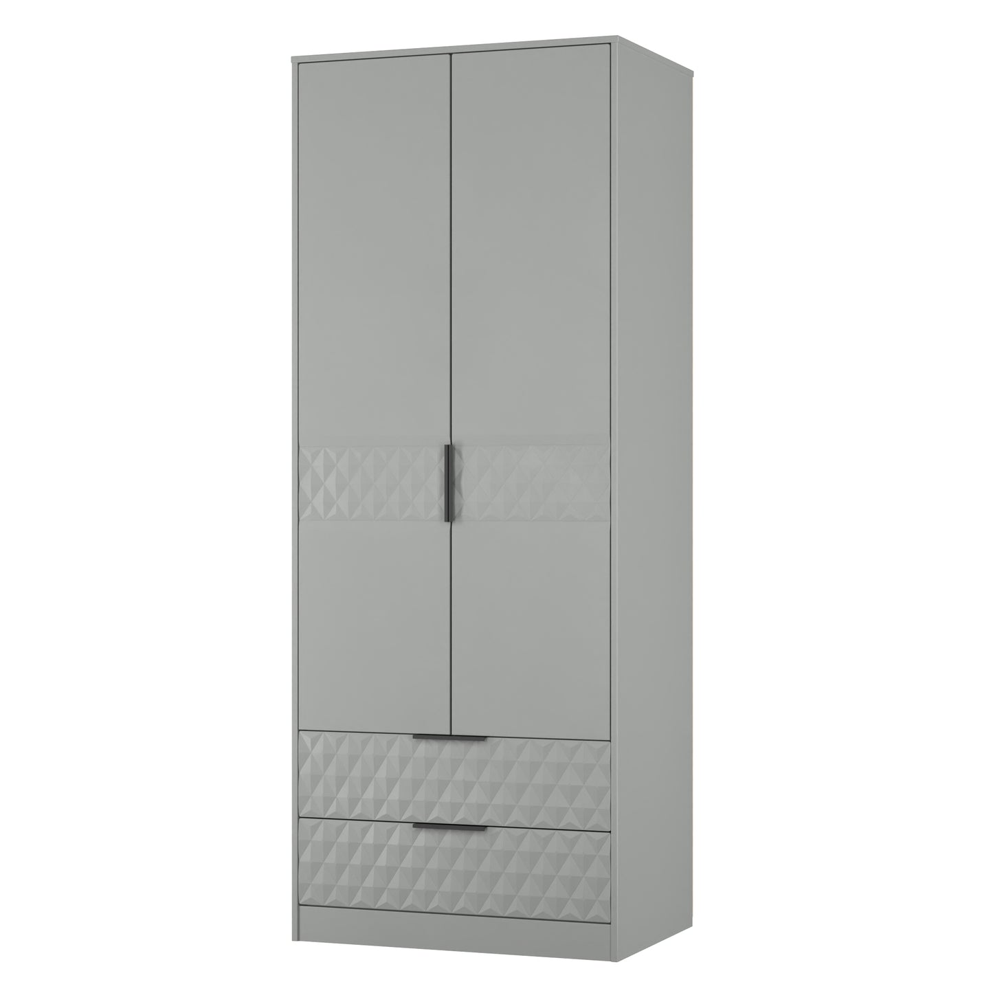 Harlequin Tall Wardrobe Grey 2 Drawers 197cm