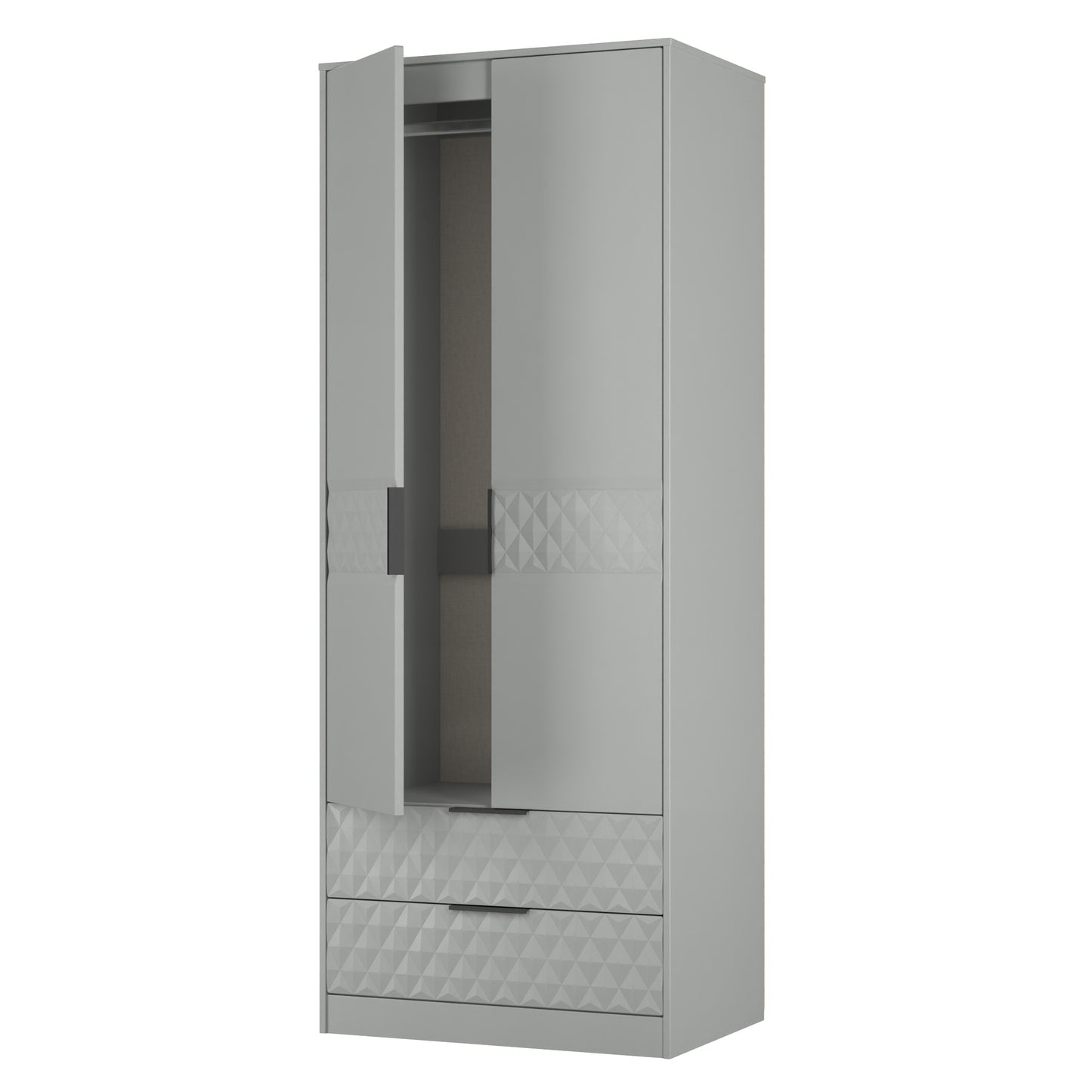 Harlequin Tall Wardrobe Grey 2 Drawers 197cm