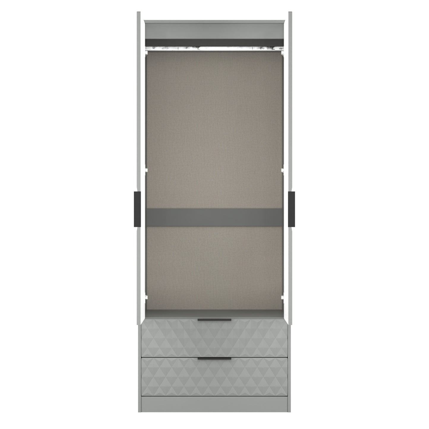 Harlequin Tall Wardrobe Grey 2 Drawers 197cm