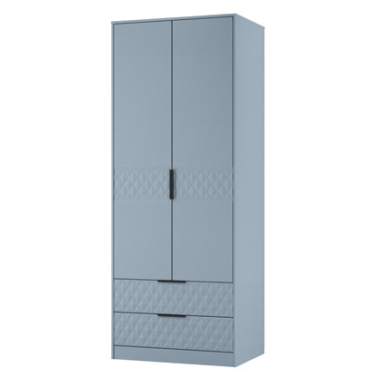 Harlequin Tall Wardrobe Light Blue 2 Drawers 197cm