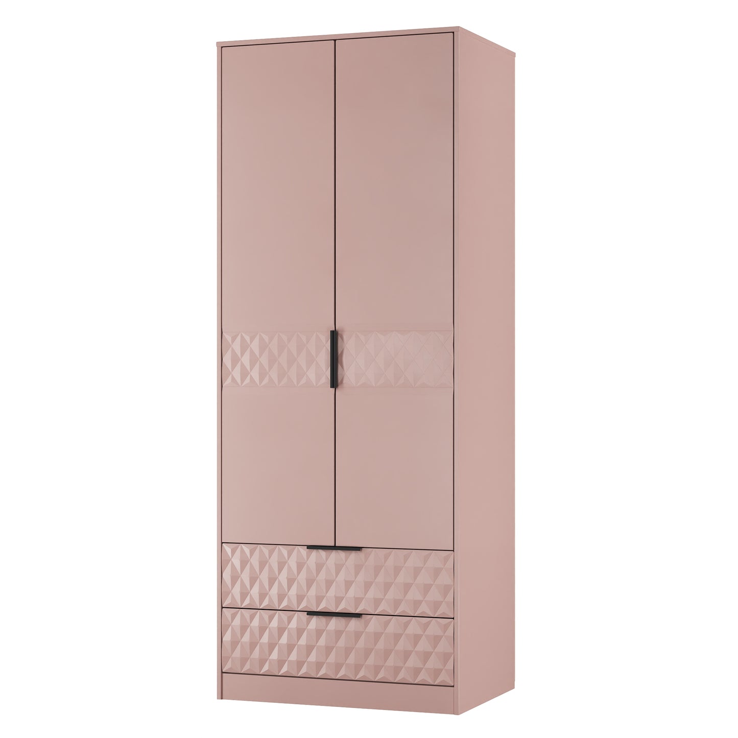 Harlequin Tall Wardrobe Pink 2 Drawers 197cm