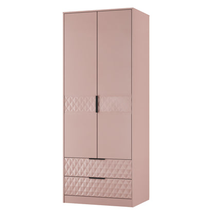 Harlequin Tall Wardrobe Pink 2 Drawers 197cm