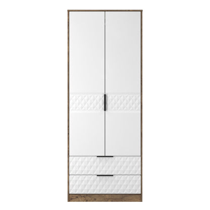Harlequin Tall Wardrobe White & Oak 2 Drawers 197cm