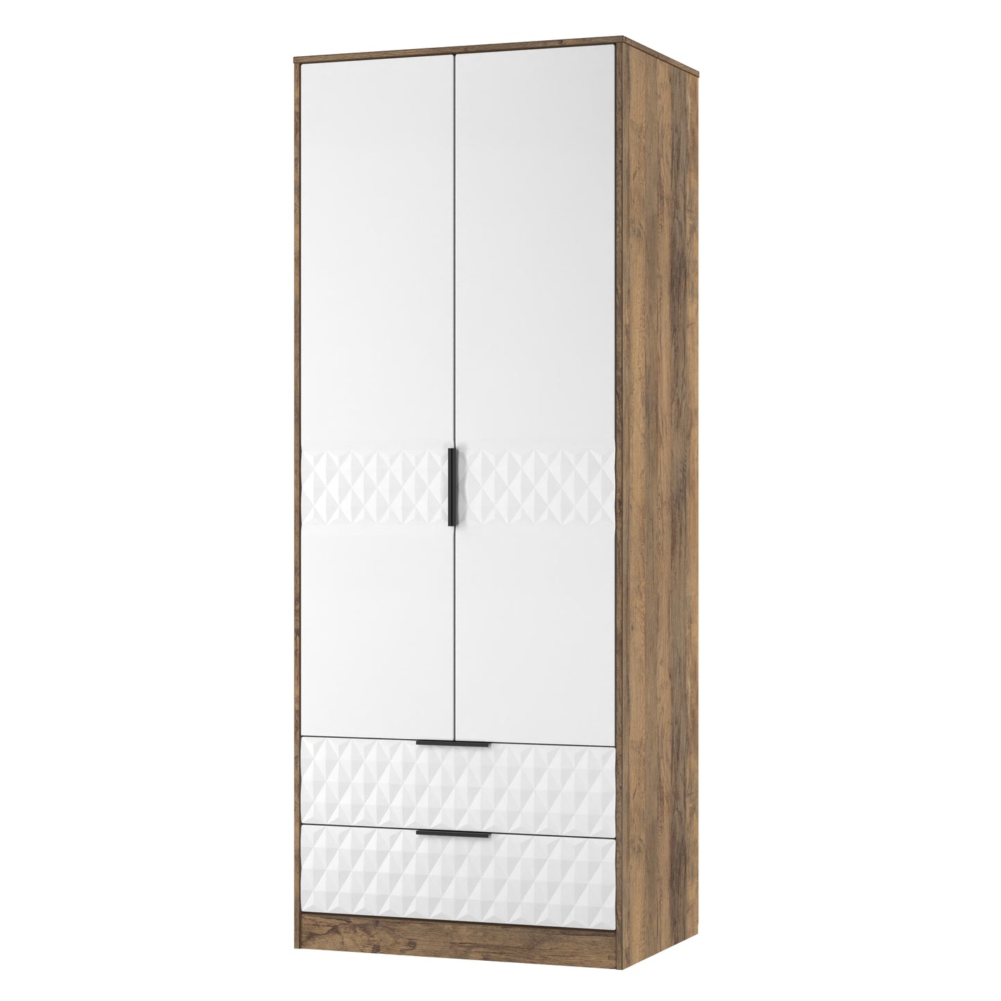 Harlequin Tall Wardrobe White & Oak 2 Drawers 197cm