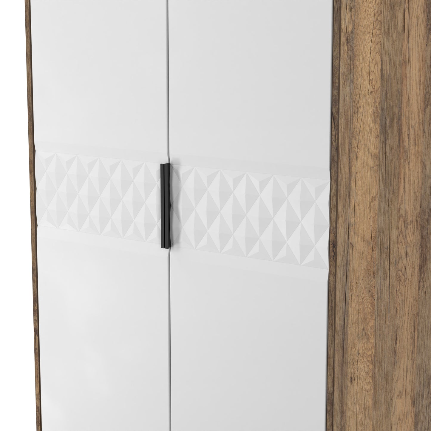 Harlequin Tall Wardrobe White & Oak 2 Drawers 197cm