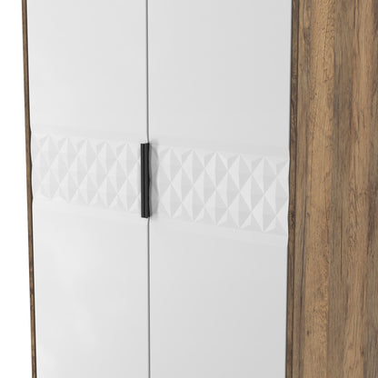 Harlequin Tall Wardrobe White & Oak 2 Drawers 197cm