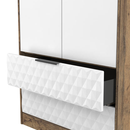 Harlequin Tall Wardrobe White & Oak 2 Drawers 197cm