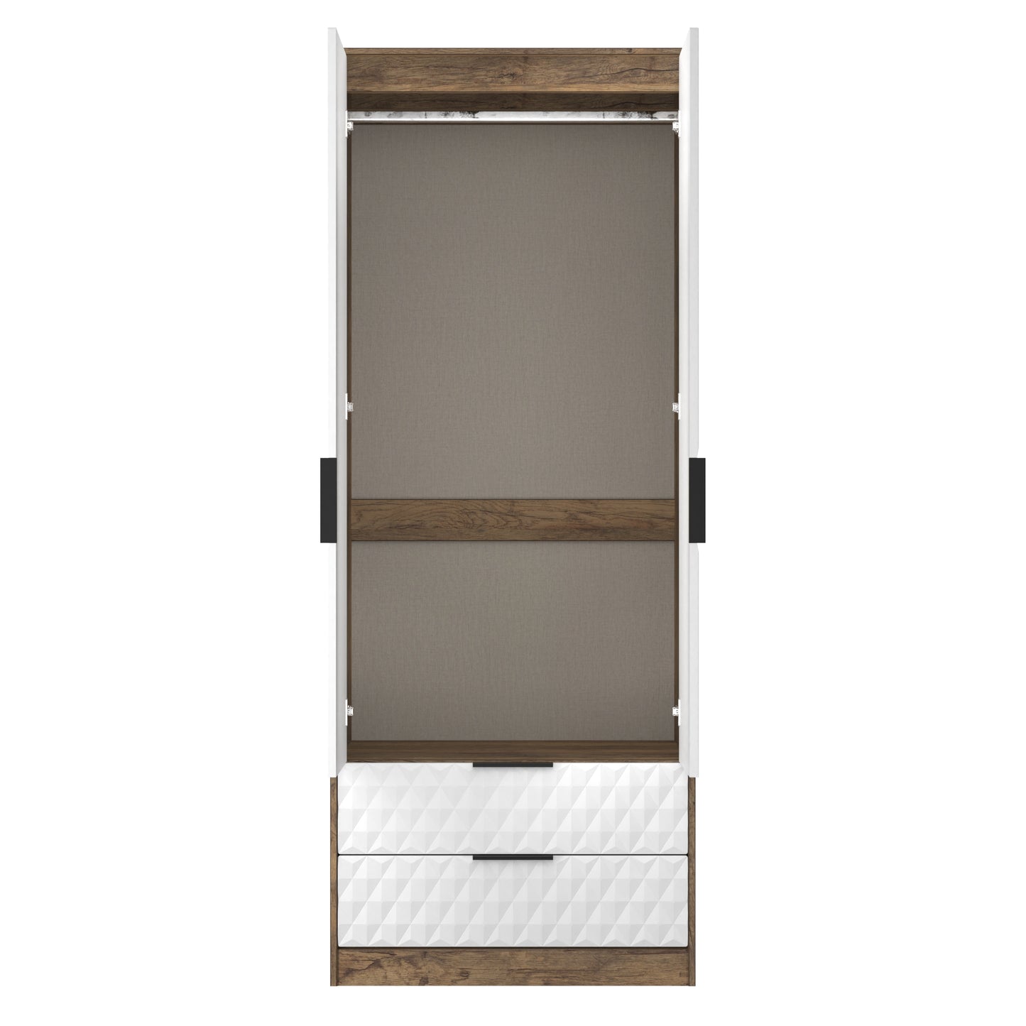 Harlequin Tall Wardrobe White & Oak 2 Drawers 197cm