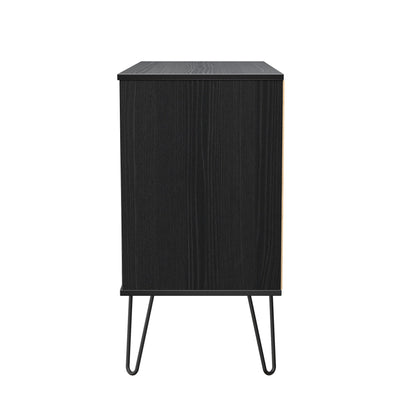 Harlequin TV Unit Black 2 Shelves 3 Drawers 97cm