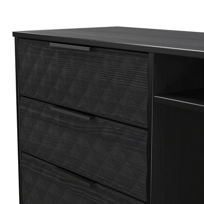 Harlequin TV Unit Black 2 Shelves 3 Drawers 97cm