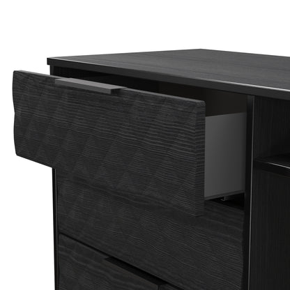 Harlequin TV Unit Black 2 Shelves 3 Drawers 97cm