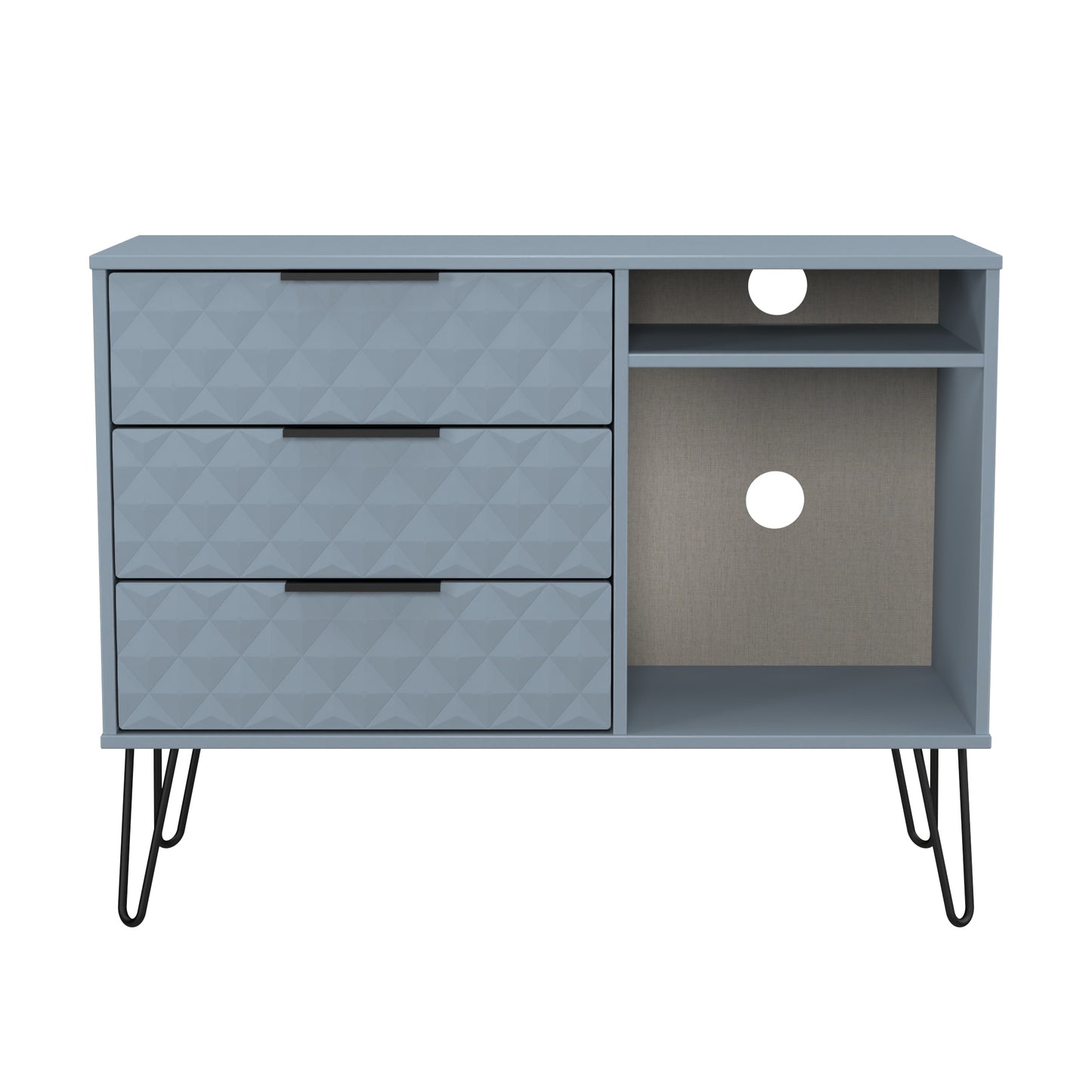 Harlequin TV Unit Light Blue 2 Shelves 3 Drawers 97cm