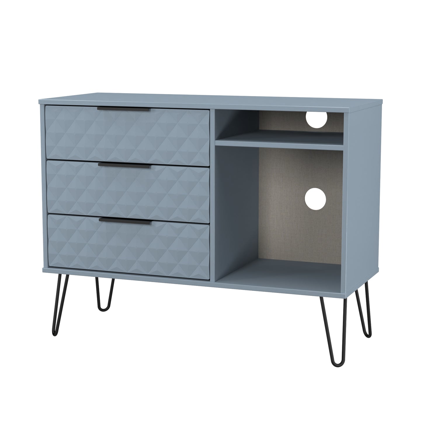 Harlequin TV Unit Light Blue 2 Shelves 3 Drawers 97cm