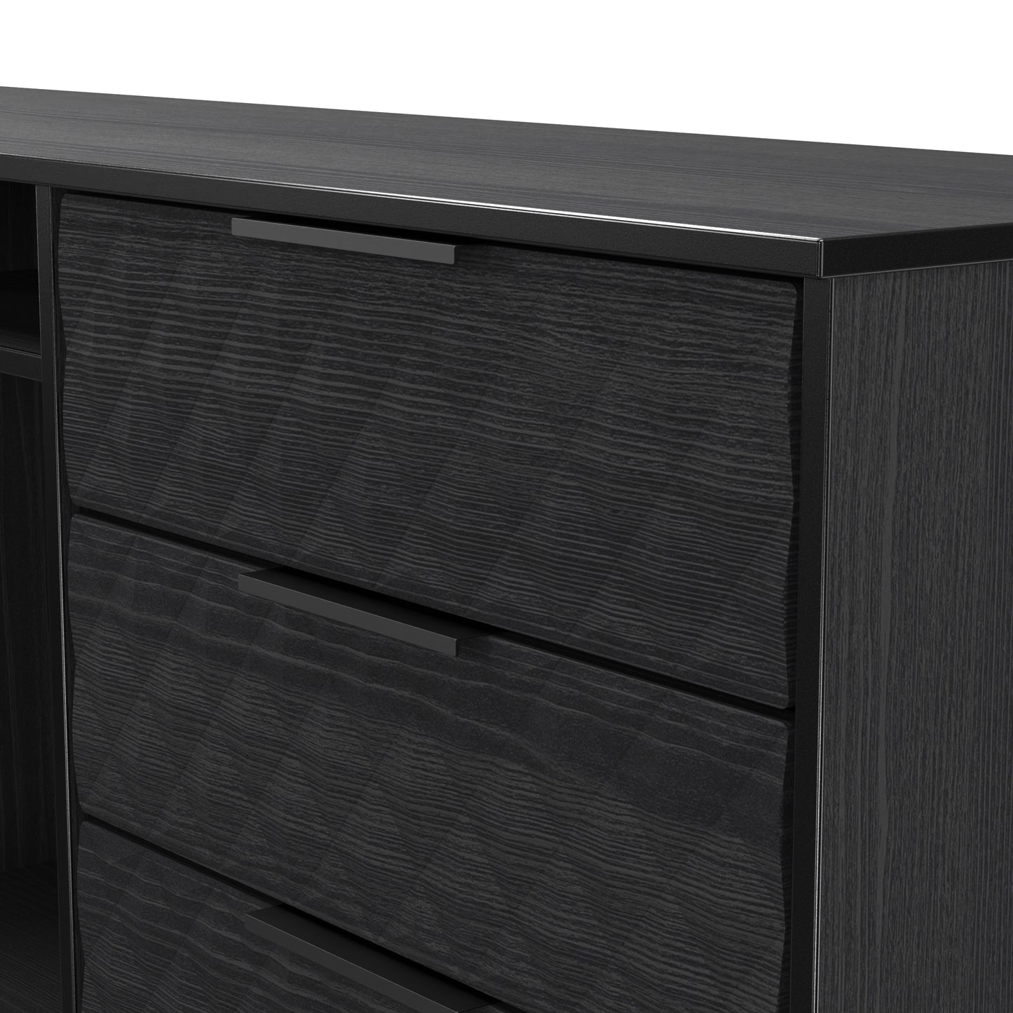 Harlequin Large Sideboard Black 2 Shelves 6 Drawers 152cm