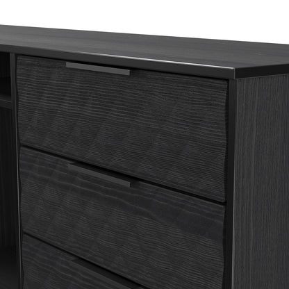 Harlequin Large Sideboard Black 2 Shelves 6 Drawers 152cm