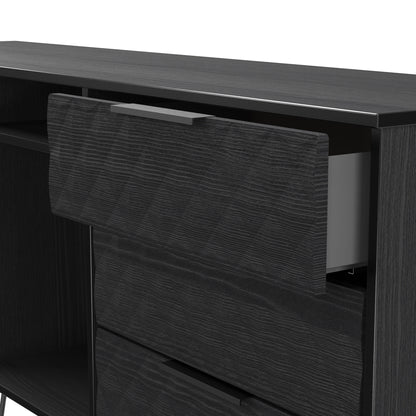 Harlequin Large Sideboard Black 2 Shelves 6 Drawers 152cm