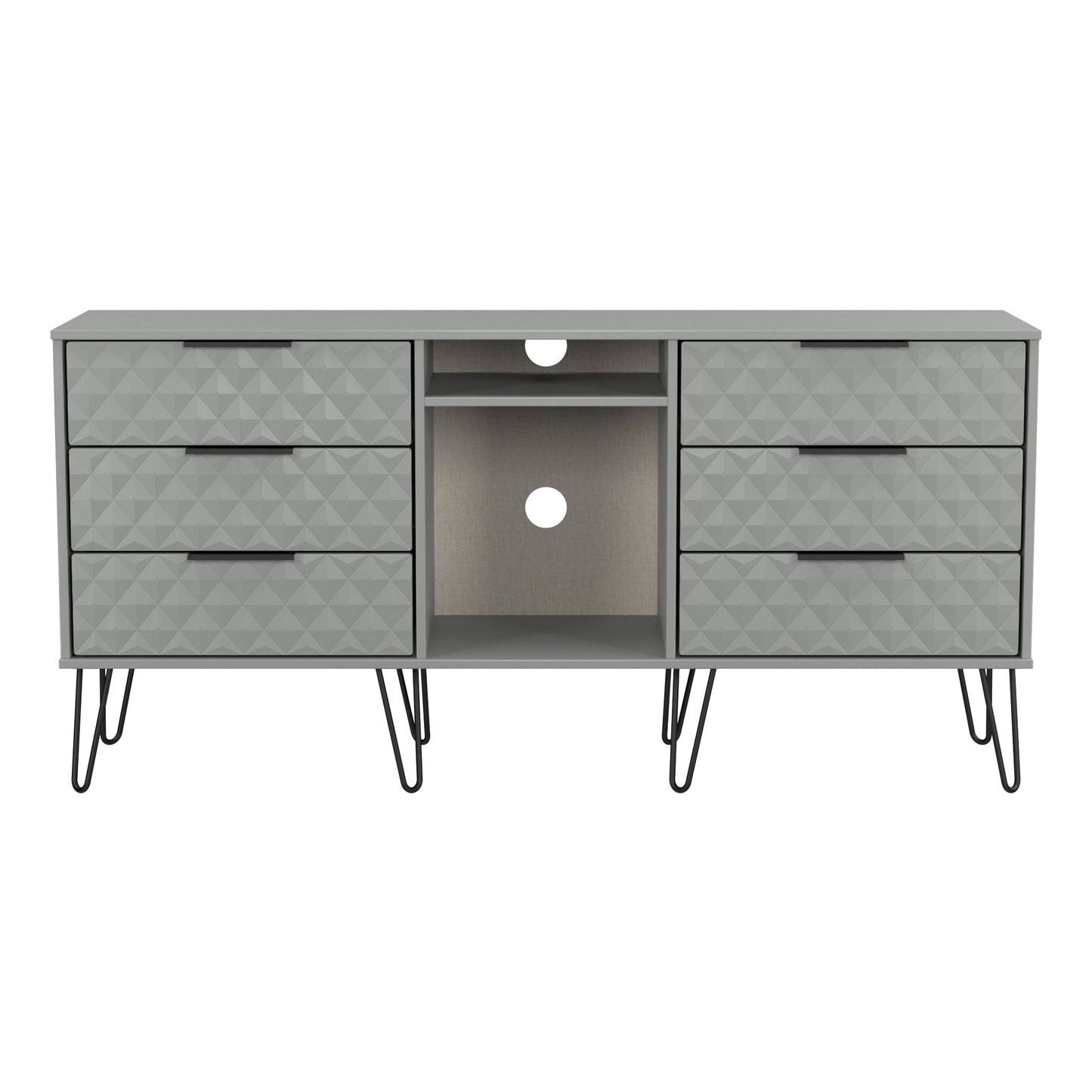 Harlequin Large Sideboard Grey 2 Shelves 6 Drawers 152cm