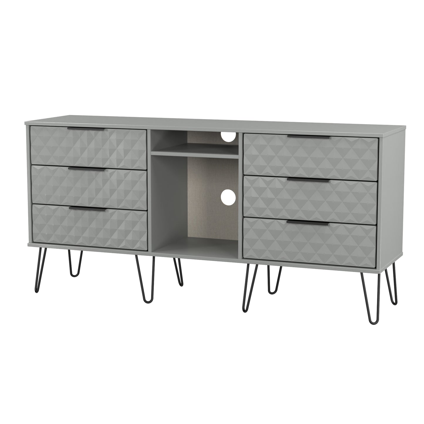 Harlequin Large Sideboard Grey 2 Shelves 6 Drawers 152cm