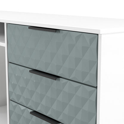 Harlequin Large Sideboard Teal & White 2 Shelves 6 Drawers 152cm