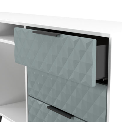 Harlequin Large Sideboard Teal & White 2 Shelves 6 Drawers 152cm