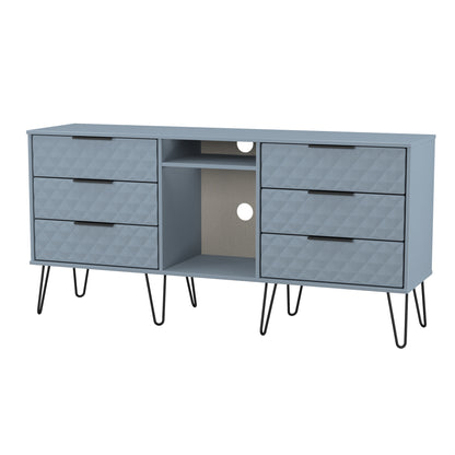 Harlequin Large Sideboard Light Blue 2 Shelves 6 Drawers 152cm