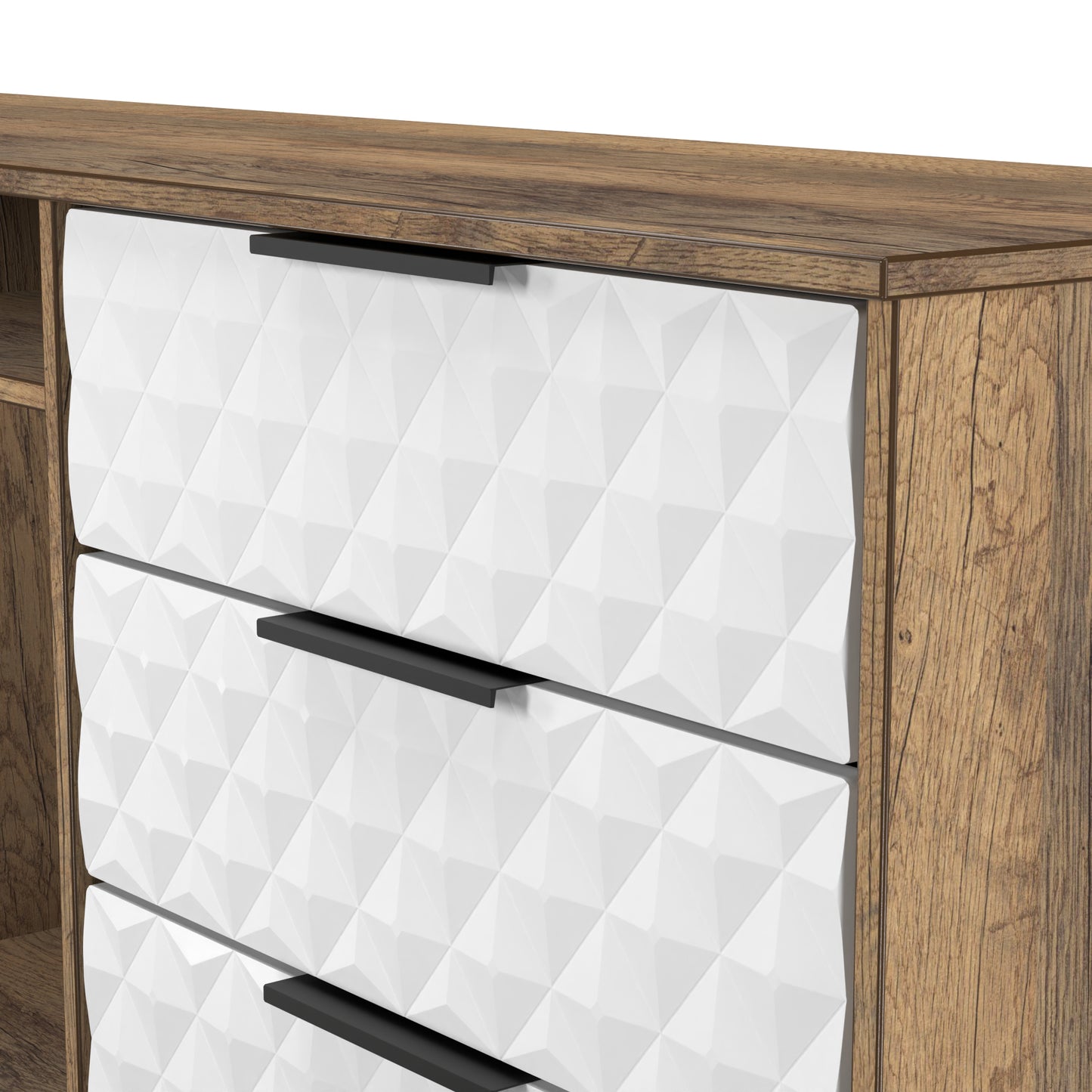 Harlequin Large Sideboard White & Oak 2 Shelves 6 Drawers 152cm