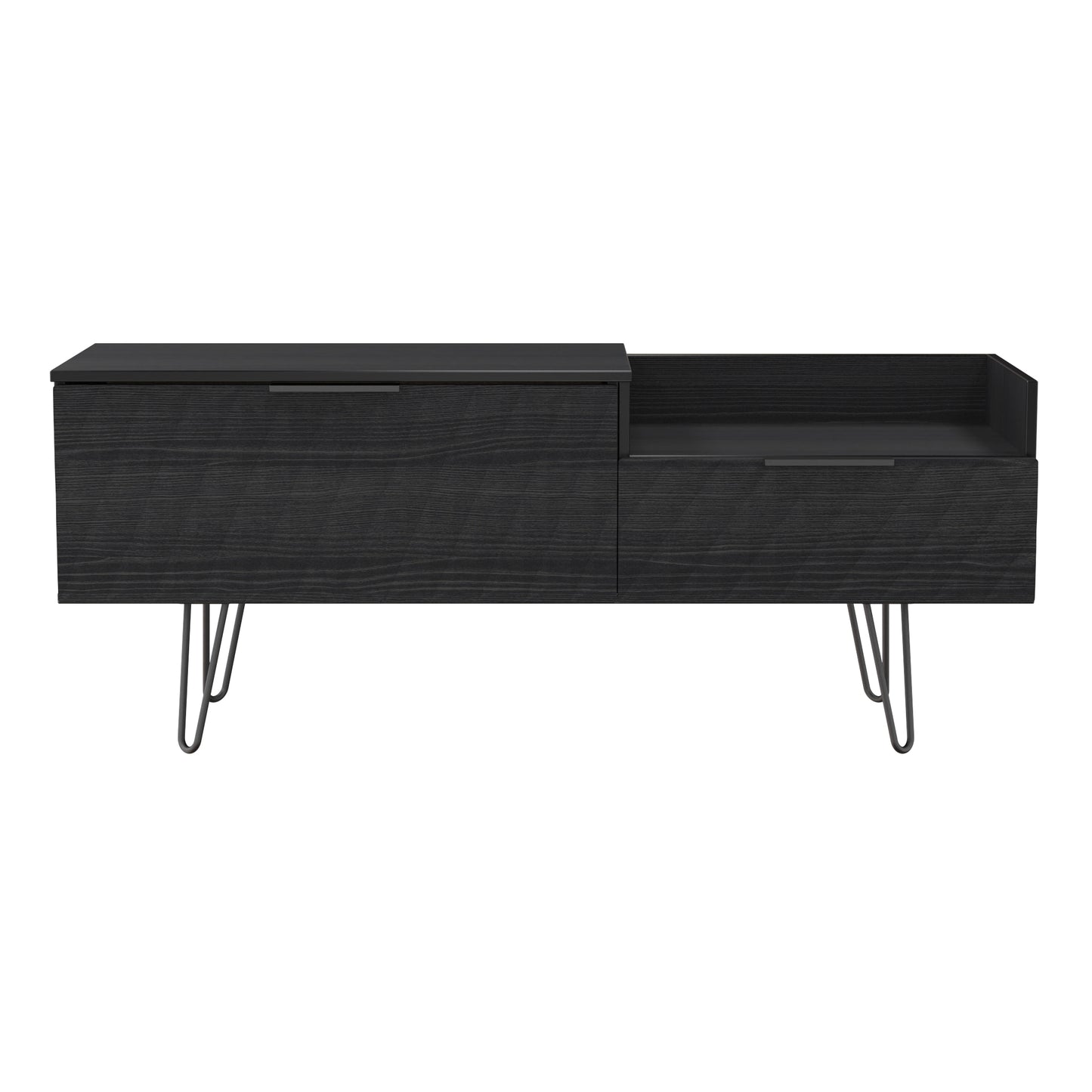 Harlequin TV Unit Black 1 Shelf 2 Drawers 128cm