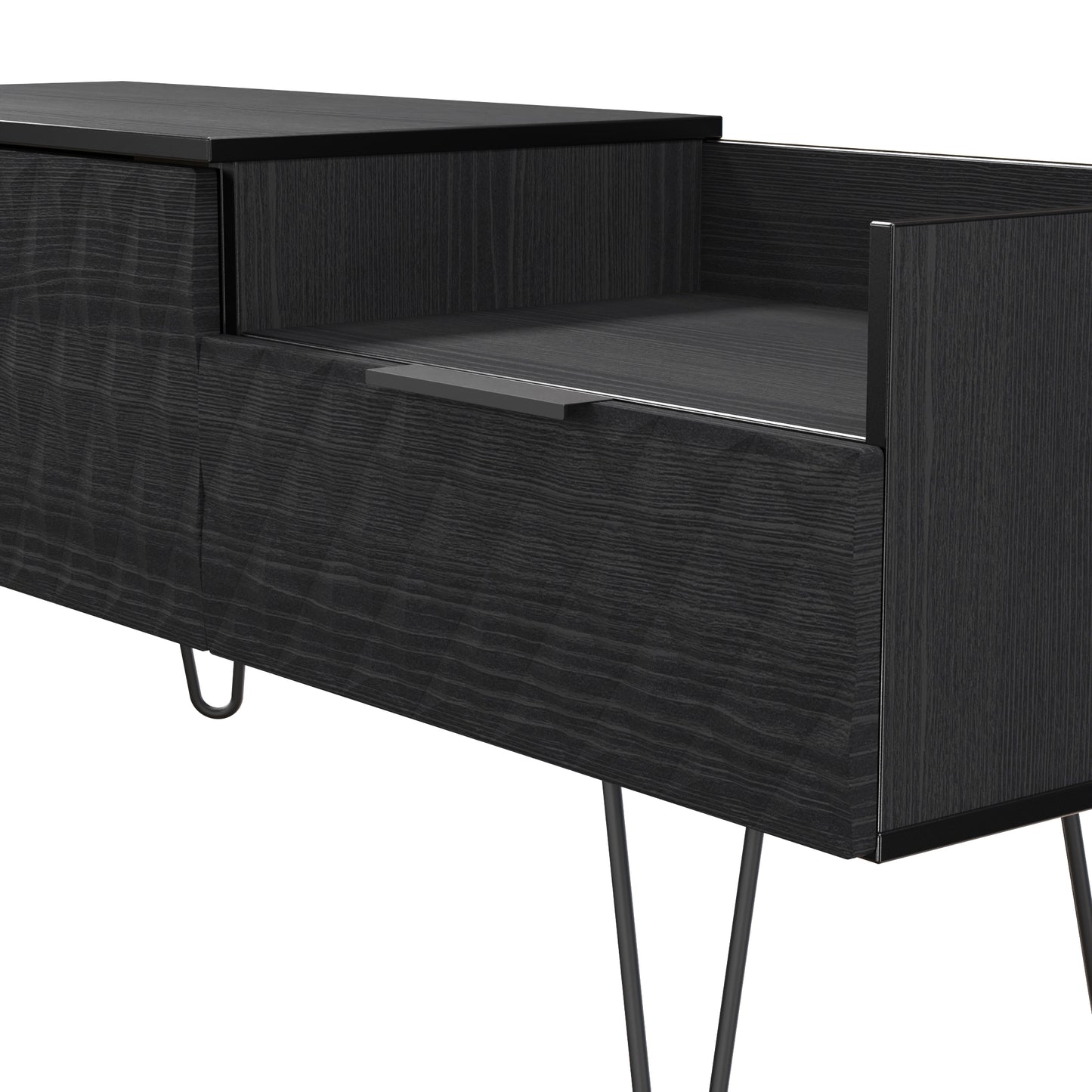 Harlequin TV Unit Black 1 Shelf 2 Drawers 128cm