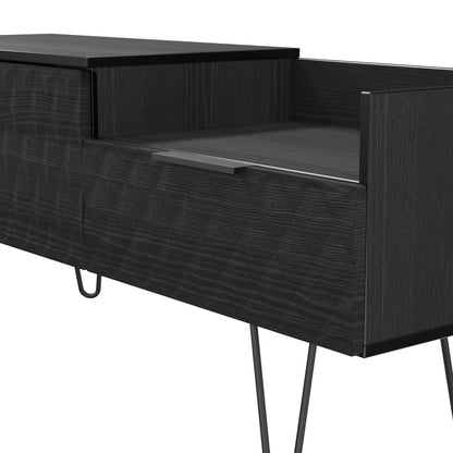 Harlequin TV Unit Black 1 Shelf 2 Drawers 128cm