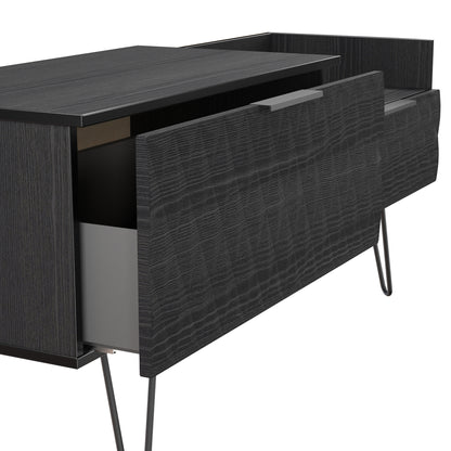 Harlequin TV Unit Black 1 Shelf 2 Drawers 128cm