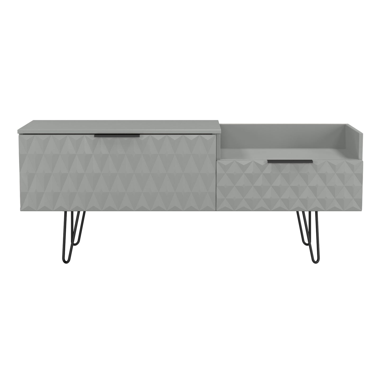 Harlequin TV Unit Grey 1 Shelf 2 Drawers 128cm
