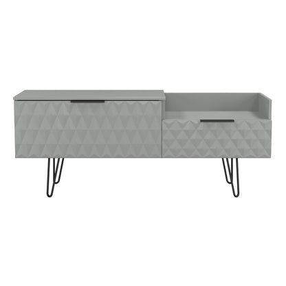 Harlequin TV Unit Grey 1 Shelf 2 Drawers 128cm