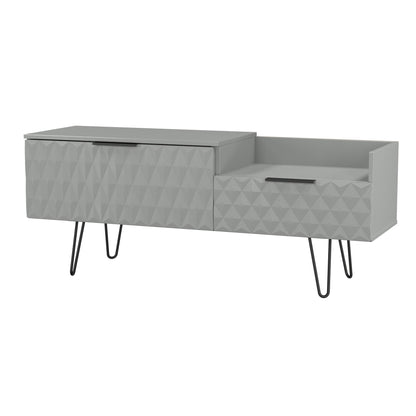 Harlequin TV Unit Grey 1 Shelf 2 Drawers 128cm