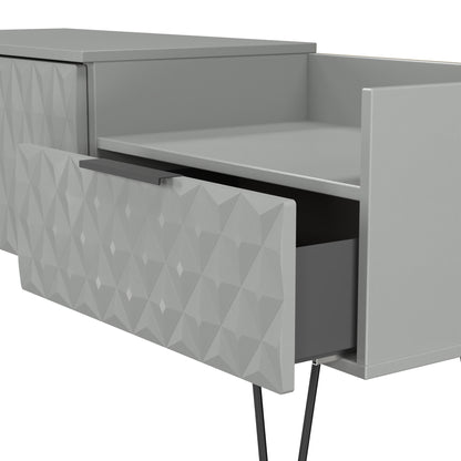 Harlequin TV Unit Grey 1 Shelf 2 Drawers 128cm