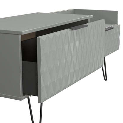 Harlequin TV Unit Grey 1 Shelf 2 Drawers 128cm