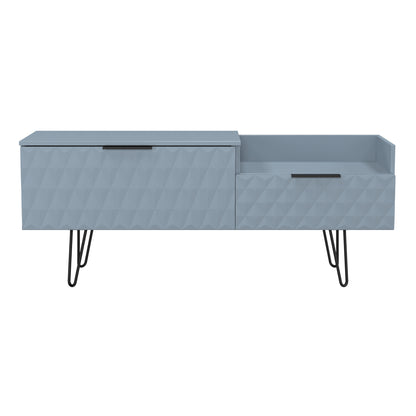Harlequin TV Unit Light Blue 1 Shelf 2 Drawers 128cm