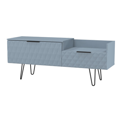 Harlequin TV Unit Light Blue 1 Shelf 2 Drawers 128cm
