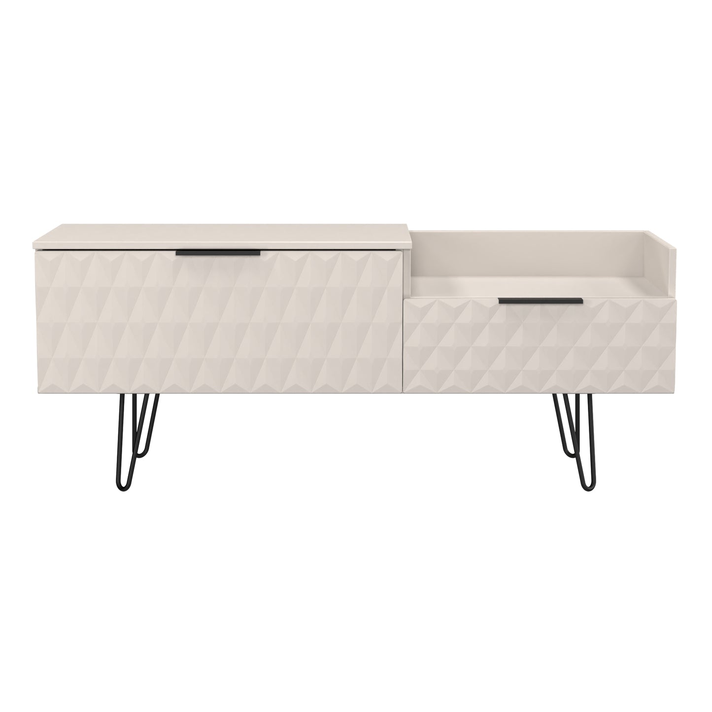 Harlequin TV Unit Off-White 1 Shelf 2 Drawers 128cm