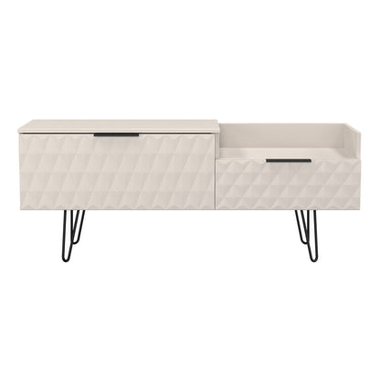 Harlequin TV Unit Off-White 1 Shelf 2 Drawers 128cm