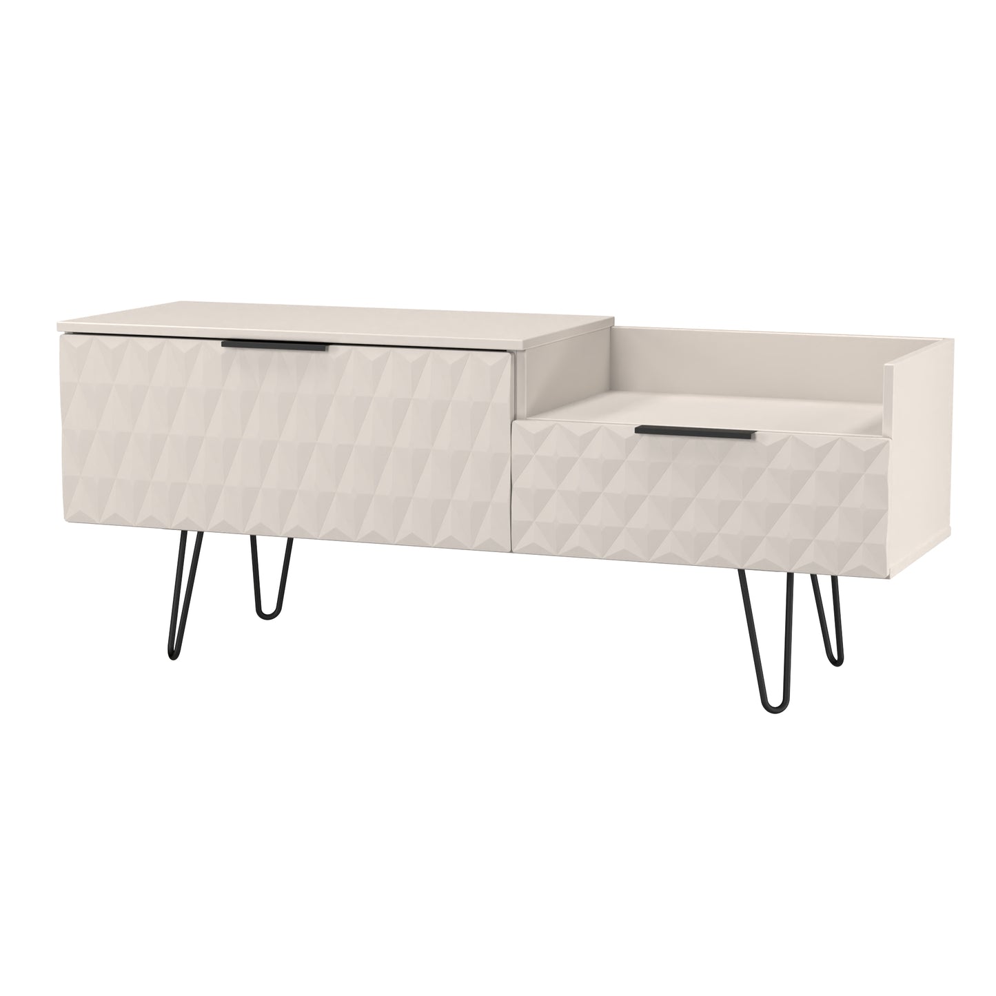 Harlequin TV Unit Off-White 1 Shelf 2 Drawers 128cm
