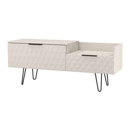 Harlequin TV Unit Off-White 1 Shelf 2 Drawers 128cm