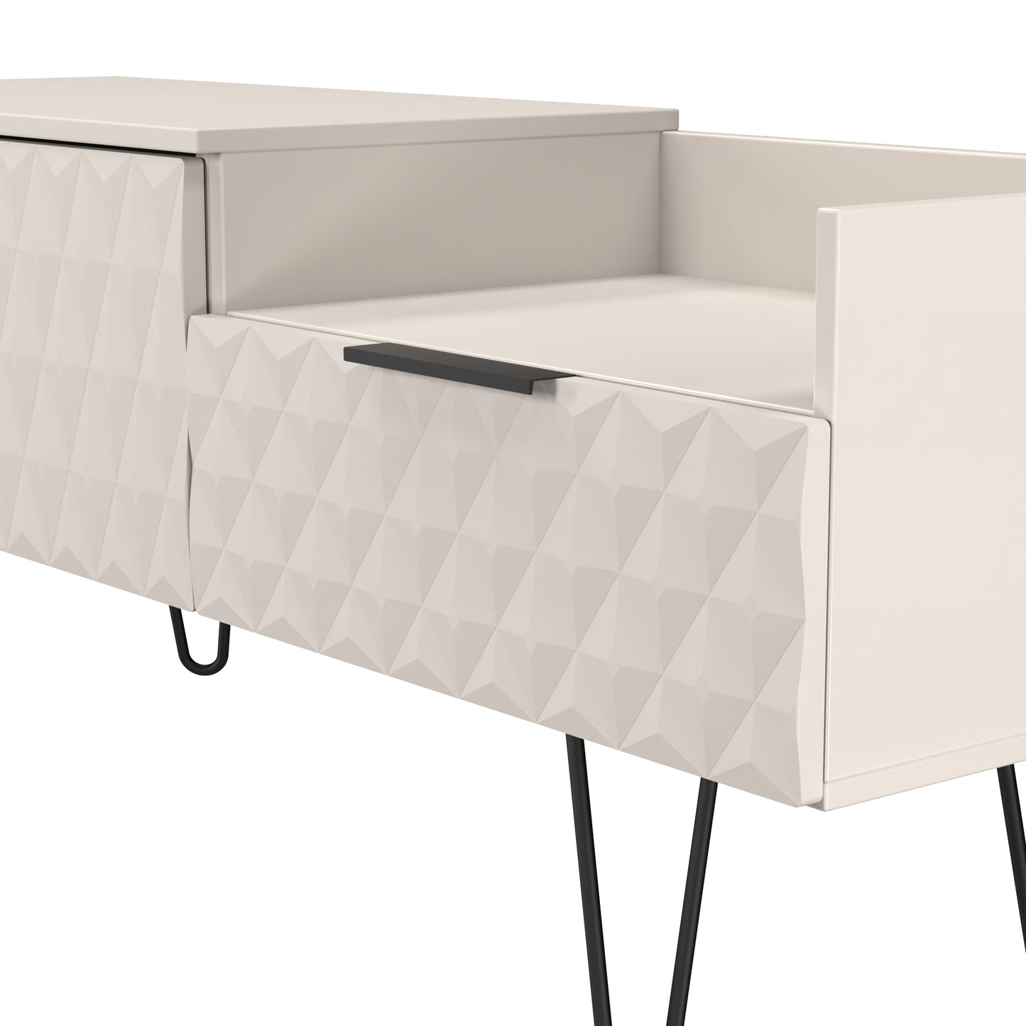 Harlequin TV Unit Off-White 1 Shelf 2 Drawers 128cm