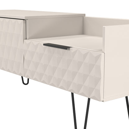 Harlequin TV Unit Off-White 1 Shelf 2 Drawers 128cm