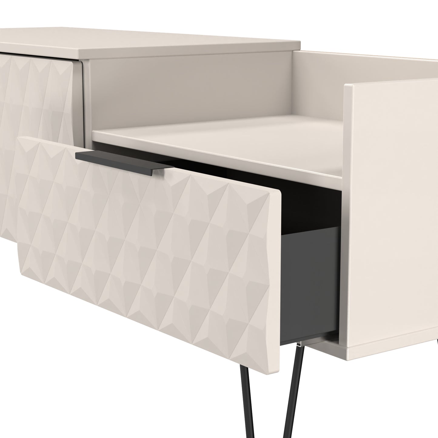 Harlequin TV Unit Off-White 1 Shelf 2 Drawers 128cm