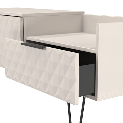 Harlequin TV Unit Off-White 1 Shelf 2 Drawers 128cm