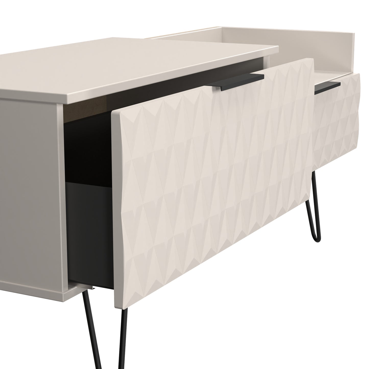 Harlequin TV Unit Off-White 1 Shelf 2 Drawers 128cm