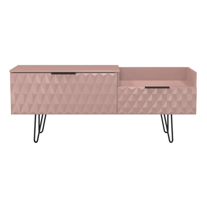 Harlequin TV Unit Pink 1 Shelf 2 Drawers 128cm