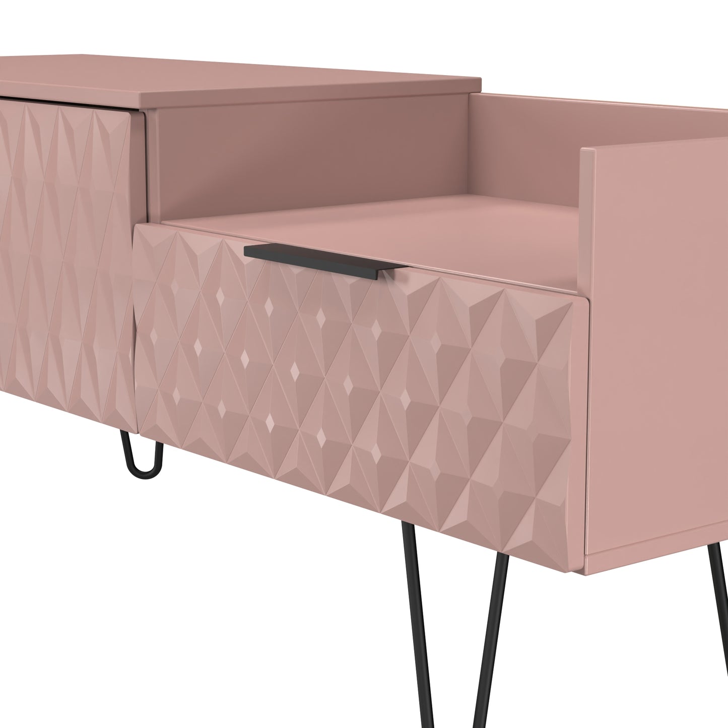 Harlequin TV Unit Pink 1 Shelf 2 Drawers 128cm