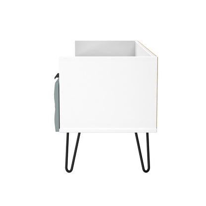 Harlequin TV Unit Teal & White 2 Drawers 128cm