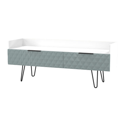 Harlequin TV Unit Teal & White 2 Drawers 128cm